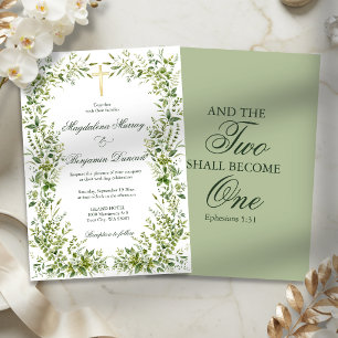 Invitación Marco de Vegetación Cruz Versículo Bíblico Cristia