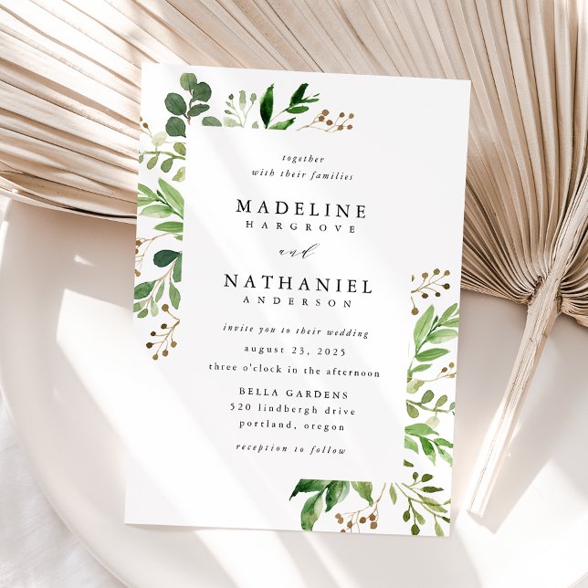 Invitación Marco de Vegetación en Acuarela para Boda (Subido por el creador)
