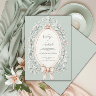 Invitación Marco de Verde Salvia Vintage Boda