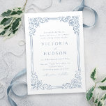 Invitación Marco de Vintage azul turbio elegante Boda<br><div class="desc">Elegante diseño de marco ornamental vintage con una redacción tradicional en color azul polvoriento,  sencilla y clásica,  grandes invitaciones nupciales para boda clásico moderno,  boda romántica vintage y boda tradicional formal.</div>