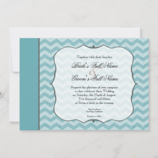Invitación Marco del patrón Chevron Marco Boda azul Verde azu