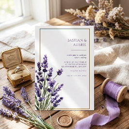 Invitación Marco Delgado Marrón Púrpura Lavanda Ramo Nupcial
