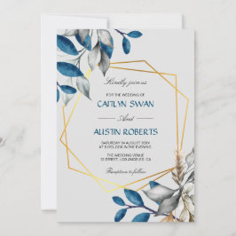 Invitación Marco dorado azul polvoriento Presupuesto