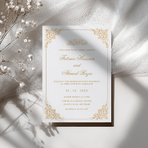 Invitación Marco Dorado Barroco Clásico Elegante Boda Musulma