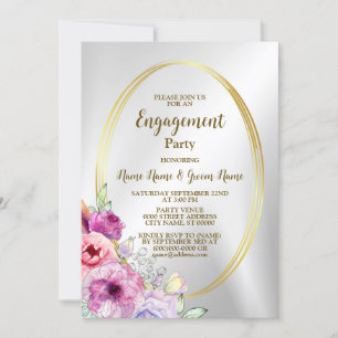 Invitación Marco dorado de la floral rosa colorida de la fies