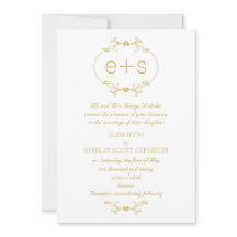 Marco dorado e iniciales elegante boda de monogram