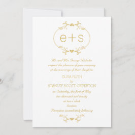 Invitación Marco dorado e iniciales elegante boda de monogram