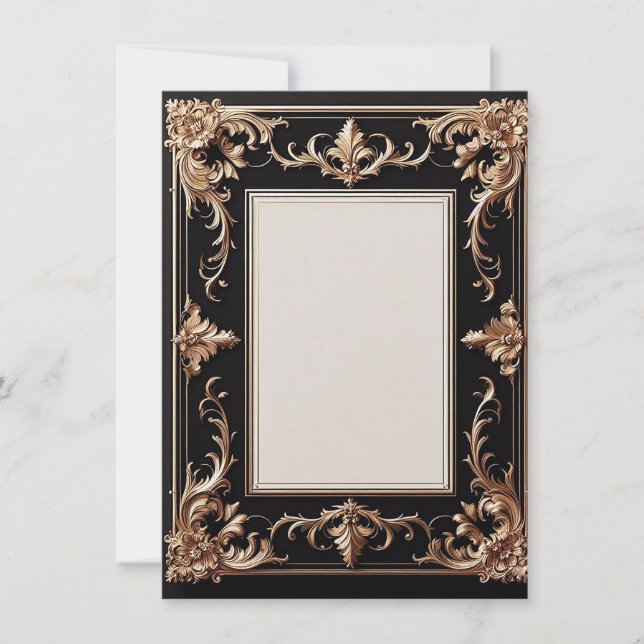 Invitación Marco dorado elegante (Anverso)
