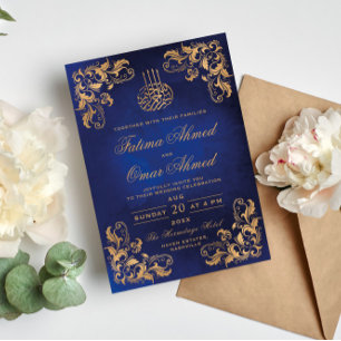Invitación Marco dorado elegante Boda islámico musulmán de la