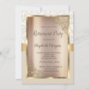 Invitación Marco dorado festivo, Jubilación de rayas de damas