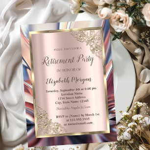 Invitación Marco dorado festivo, oro rosa, Jubilación abstrac