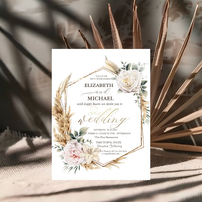 Invitación Marco dorado floral de moda (Subido por el creador)