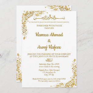 Invitación Marco dorado islámico islámico moderno Nikah