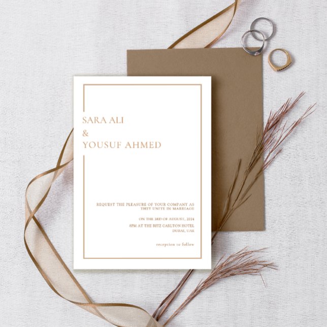 Invitación Marco dorado mínimo moderno Boda musulmán islámico (Subido por el creador)