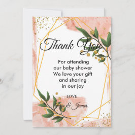 Invitación Marco dorado moderno Floral verde marfil gracias