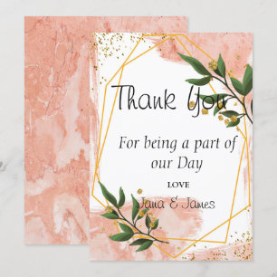 Invitación Marco dorado moderno Floral verde marfil gracias