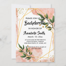 Invitación Marco dorado moderno Marfil Marfil Verde Floral so