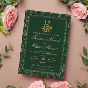 Invitación Marco dorado Organización Boda musulmana islámica