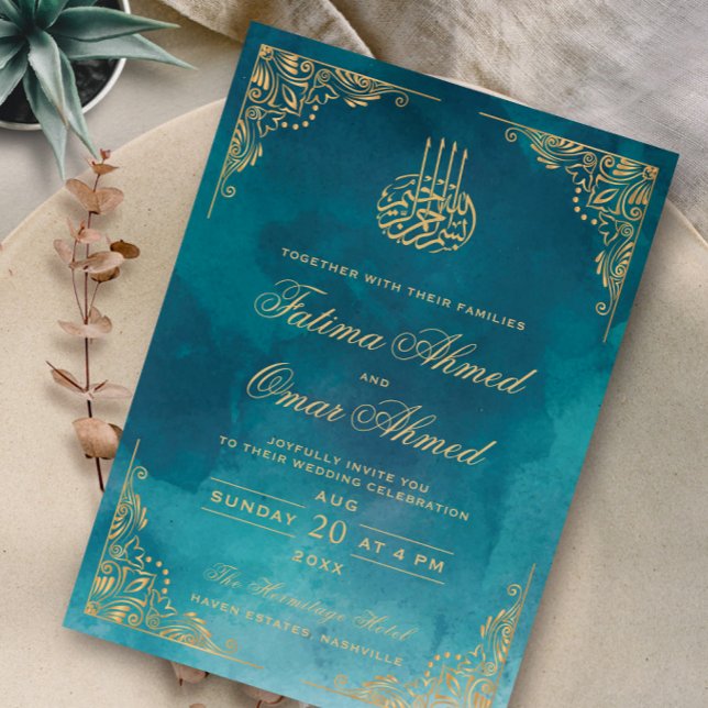 Invitación Marco dorado Organización Boda musulmana islámica  (Subido por el creador)