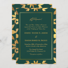 Invitación Marco dorado Organización Boda musulmana islámica 