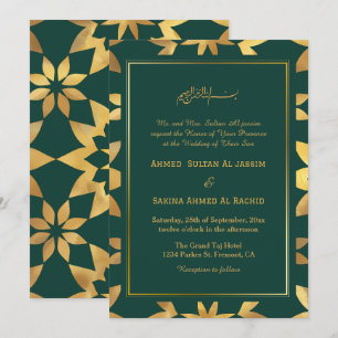 Invitación Marco dorado Organización Boda musulmana islámica 