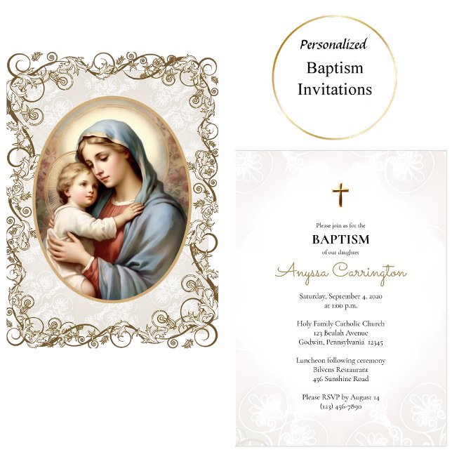 Invitación Marco dorado para la Virgen y el Niño Ornato Bauti (Subido por el creador)