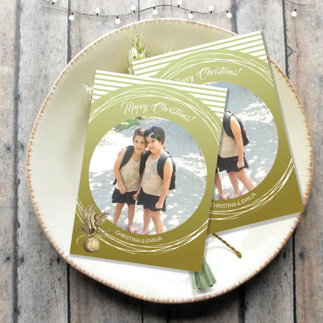 Invitación Marco Dorado Una Foto Feliz Navidad (Subido por el creador)