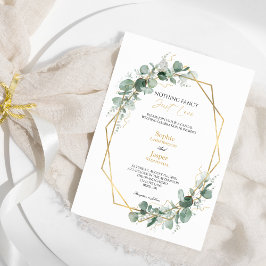 Invitación Marco dorado verde Sencillo Nada Boda brillante