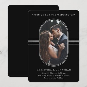 Invitación Marco elegante   Boda de fotografías negro y plate