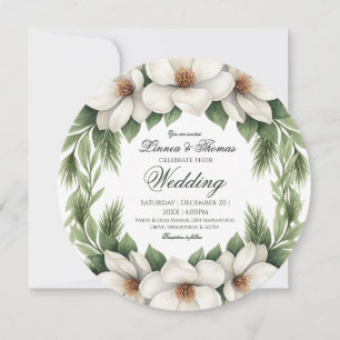 Invitación Marco elegante de árbol de pino Boda de magnolia b