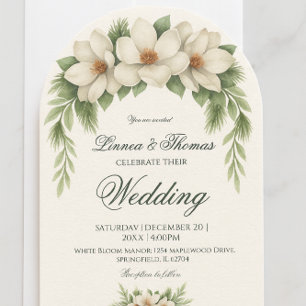 Invitación Marco elegante de árbol de pino Boda de magnolia b