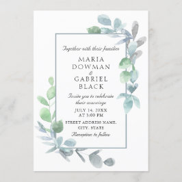 Invitación Marco elegante de hojas de oliva. Boda botánico
