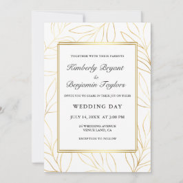 Invitación Marco elegante. Foliage Gold Airy. Boda de moda