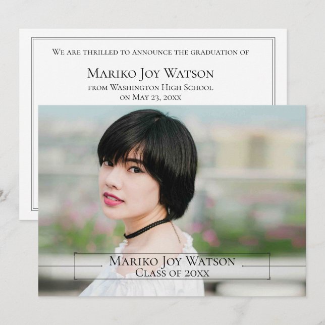 Invitación Marco elegante minimalista con graduación de flech (Anverso / Reverso)