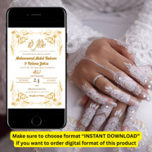 Marco elegante moderno de flor de oro blanco Nikah