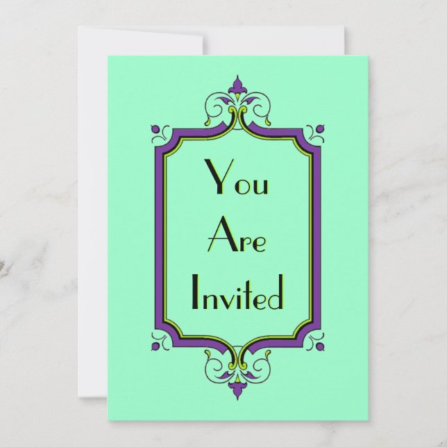 Invitación Marco elegante y floreciente (Anverso)