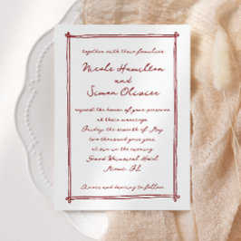 Invitación Marco esbozado Mano caprichosa dibujada Boda