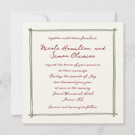 Invitación Marco esquematizado Boda dibujado con mano blanca 