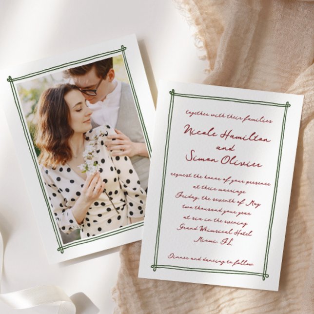 Invitación Marco esquematizado Mano caprichosa Boda fotográfi (Subido por el creador)