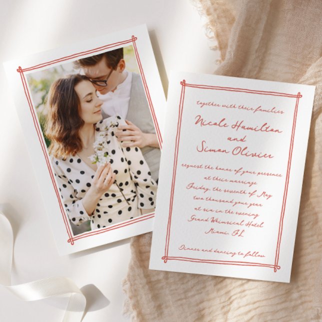 Invitación Marco esquematizado Mano caprichosa Boda fotográfi (Subido por el creador)