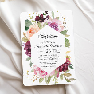 Invitación Marco Floral Acuarela Burgundy Malhumorado y Rústi
