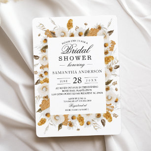 Invitación Marco floral acuarela otoño amarillo y blanco