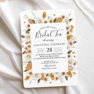 Invitación Marco floral acuarela otoño amarillo y blanco