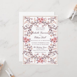Invitación Marco floral acuarela romántico - Colores de otoño