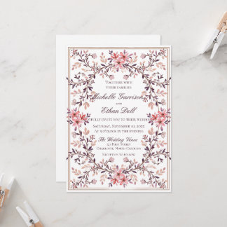 Invitación Marco floral acuarela romántico - Colores de otoño