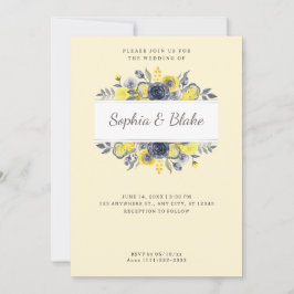 Invitación Marco floral amarillo y azul Boda amarillo