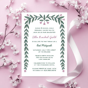 Invitación Marco floral Bar Personalizado moderno Bar Bat Mit