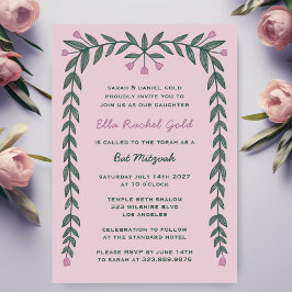 Invitación Marco floral Bar Personalizado moderno Bar Bat Mit