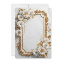 Marco Floral Blanco y Dorado Elegante