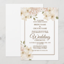 Invitación Marco floral blanco y rosa para boda moderna